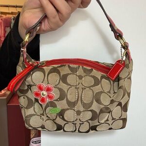 Coach Brown and Red Floral Women's Bag